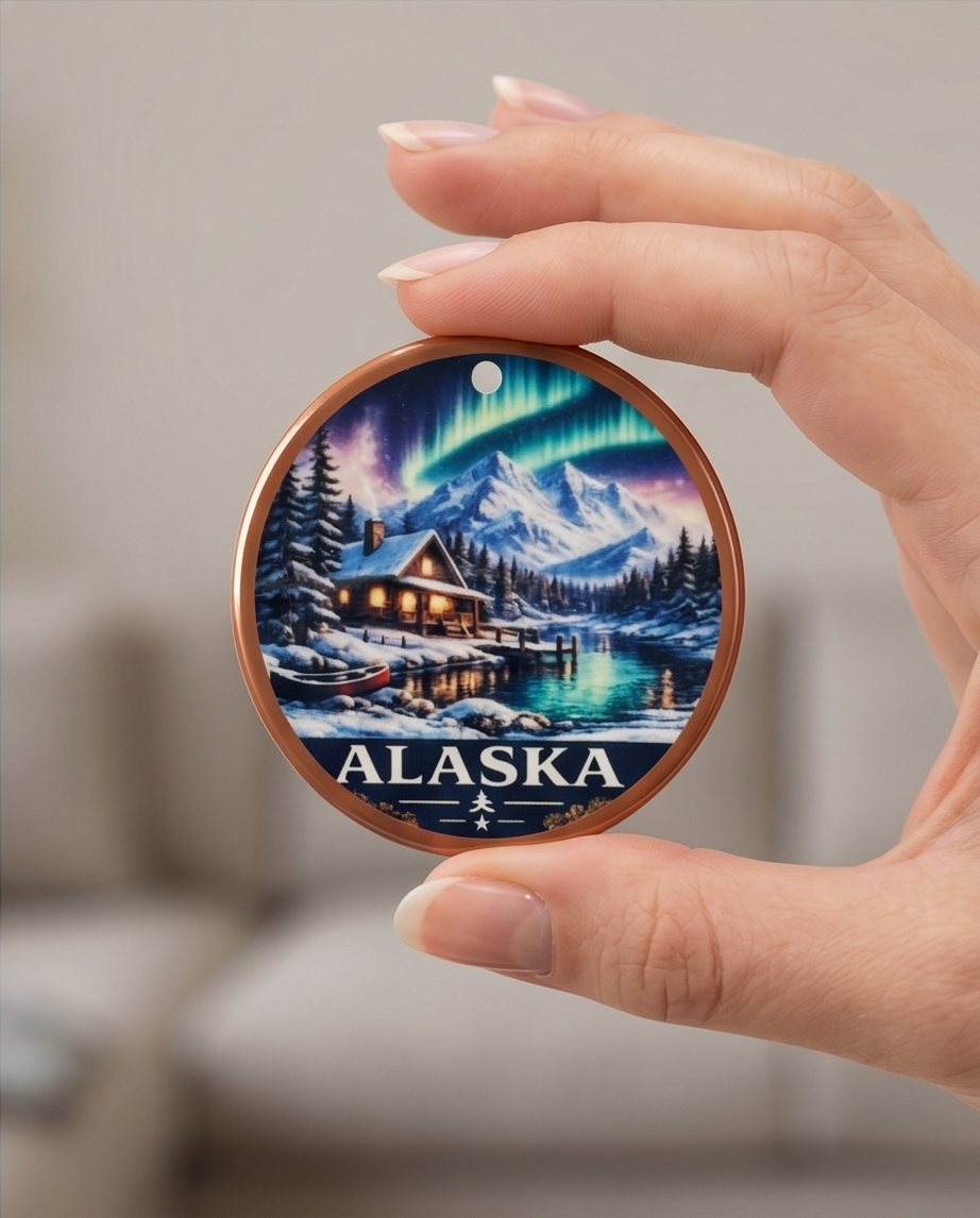 Alaska Cozy Cabin Keepsake Ornament