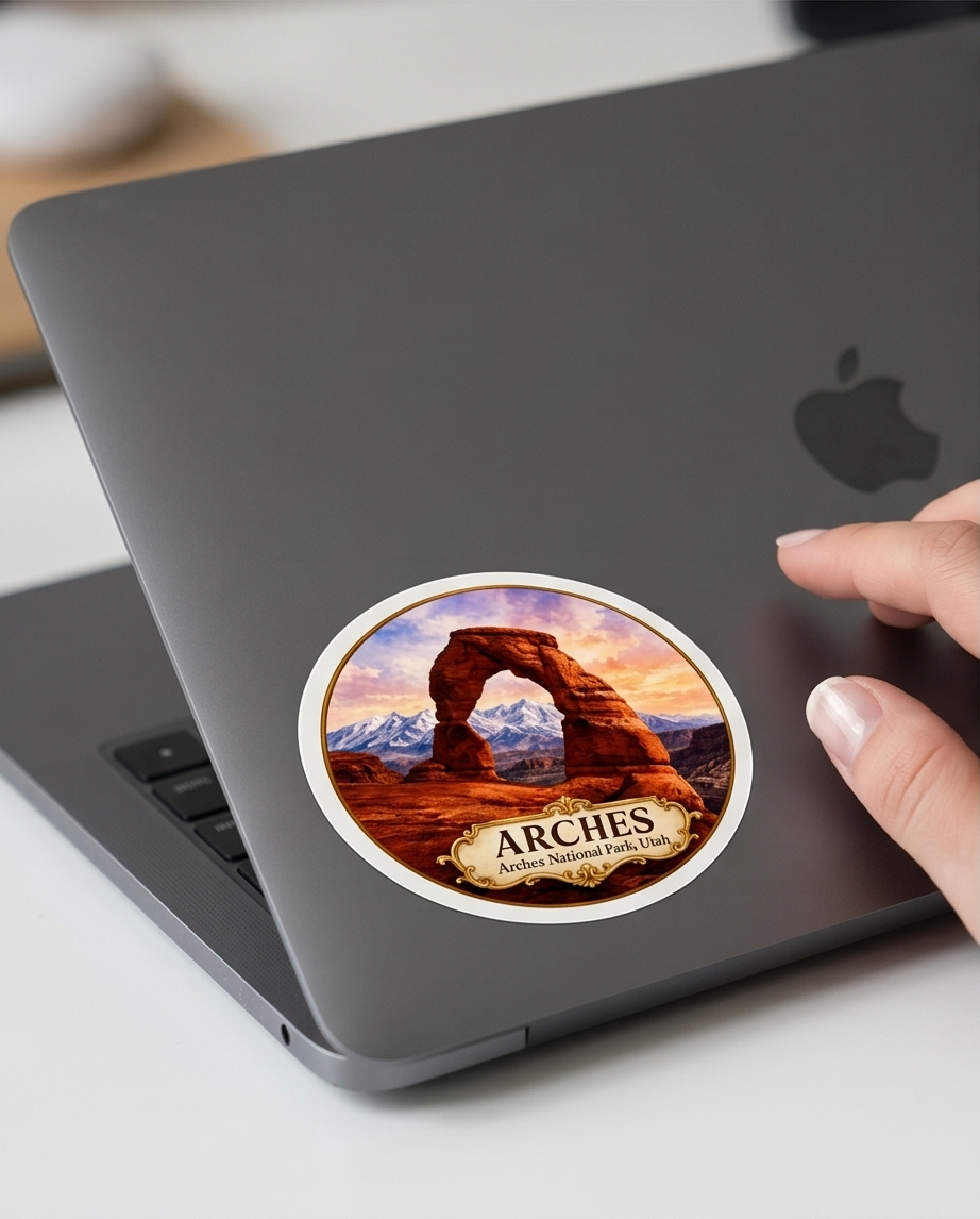 Arches National Park Utah Sticker – Delicate Arch Scenic Souvenir Decal