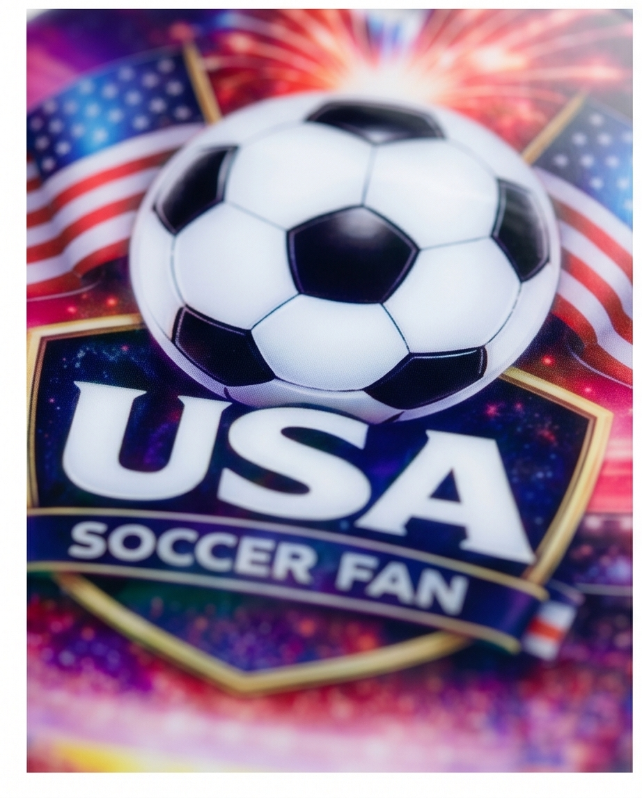 USA Soccer Fan Ornament – Patriotic Fireworks Design