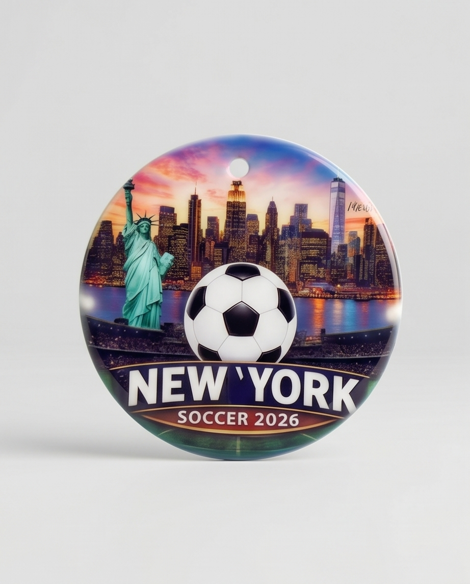 New York Soccer 2026 Ornament – Statue of Liberty Skyline Design