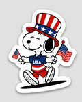 Patriotic Snoopy USA Sticker – Red, White & Blue American Pride Decal