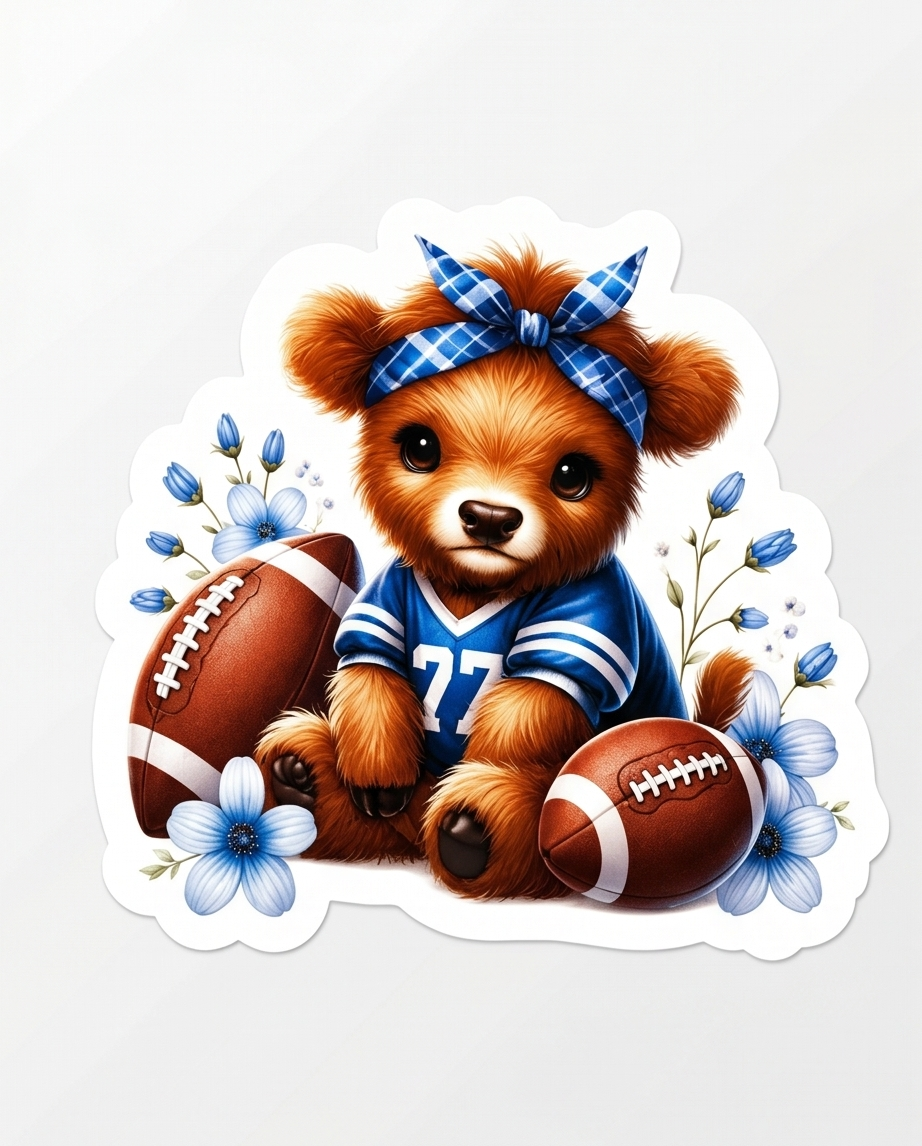 Football Bear Sticker – Cute Game Day Bear Decal for Football Fans