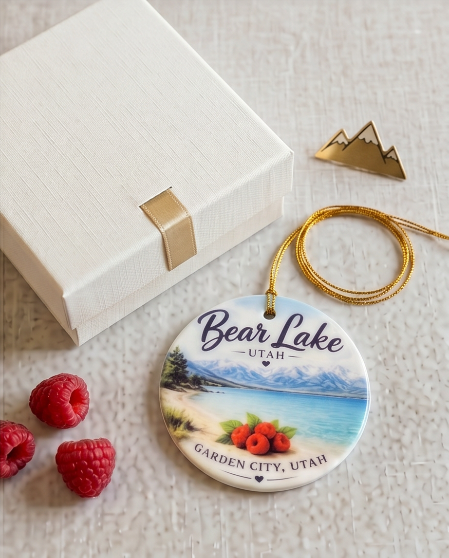 Bear Lake Utah Ornament – Garden City Raspberry Shoreline Design