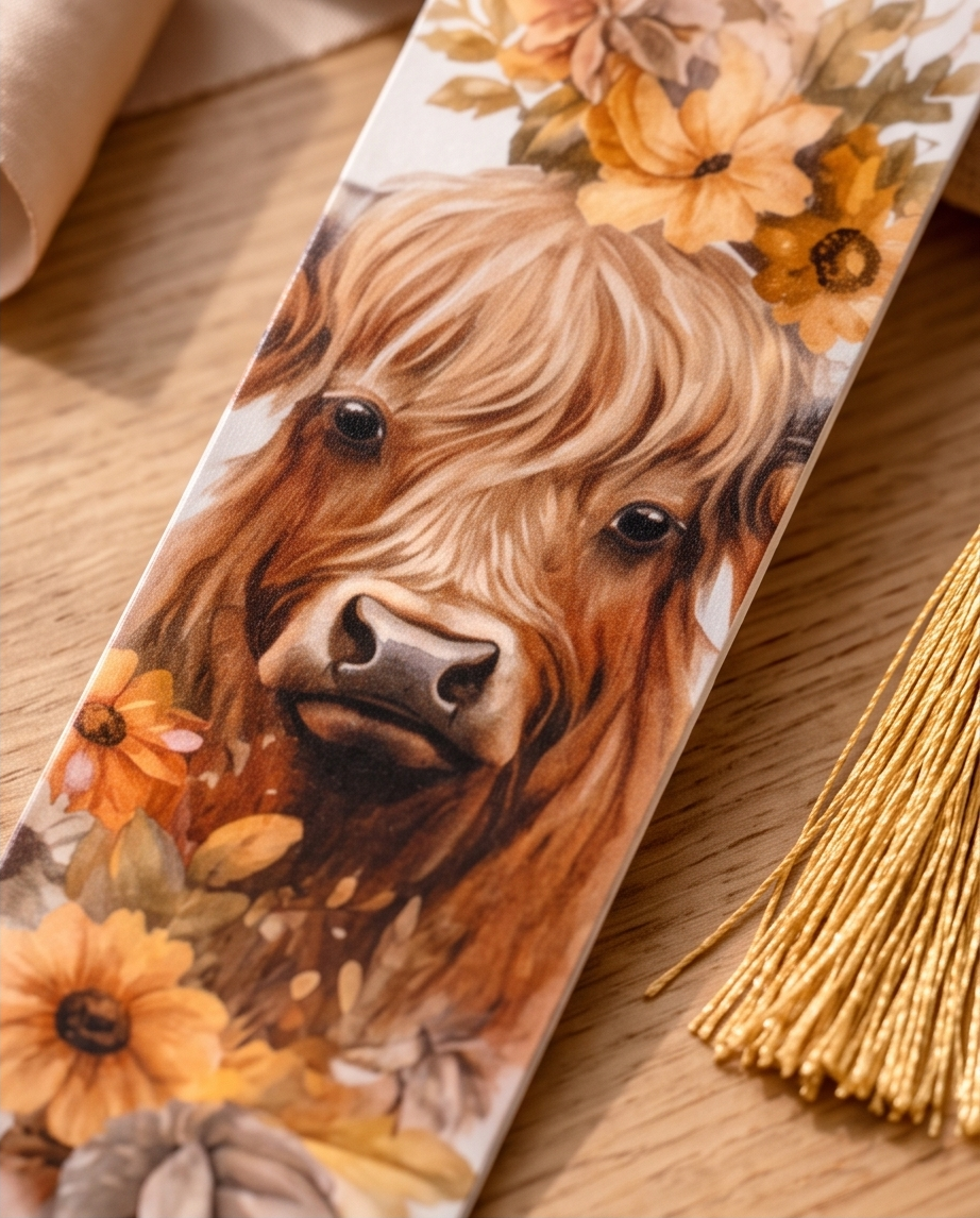 Highland Cow Autumn Bookmark 🐮🍂