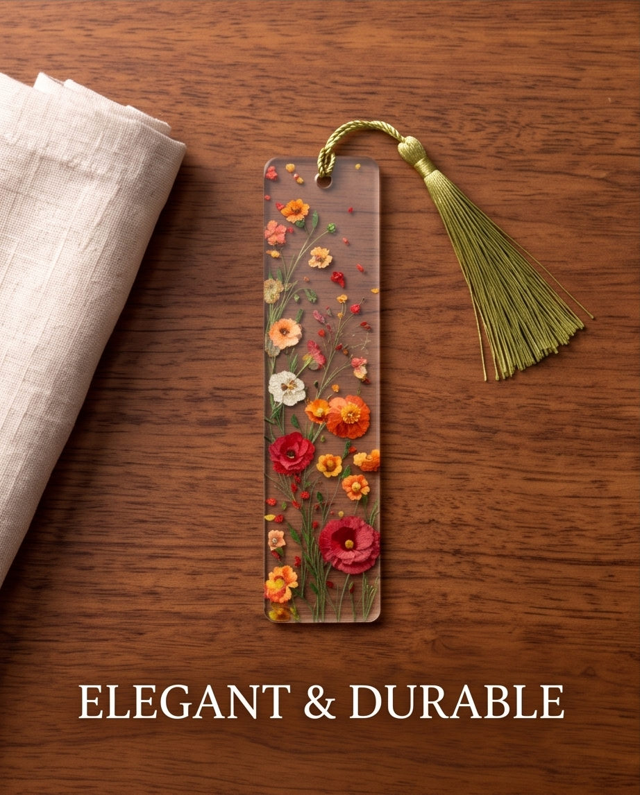 Orange and Red Floral Book Marker