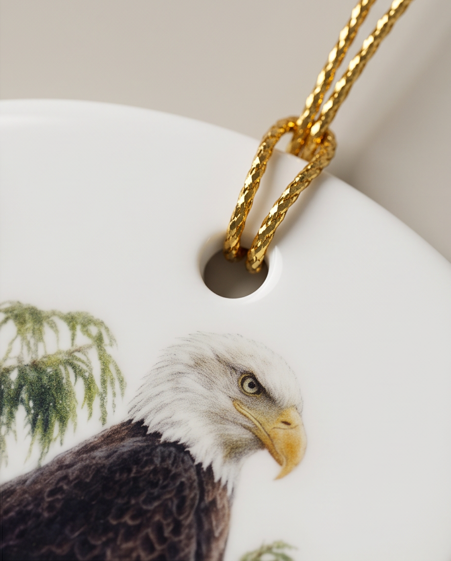 Bald Eagle in Willow Branch Ceramic Ornament