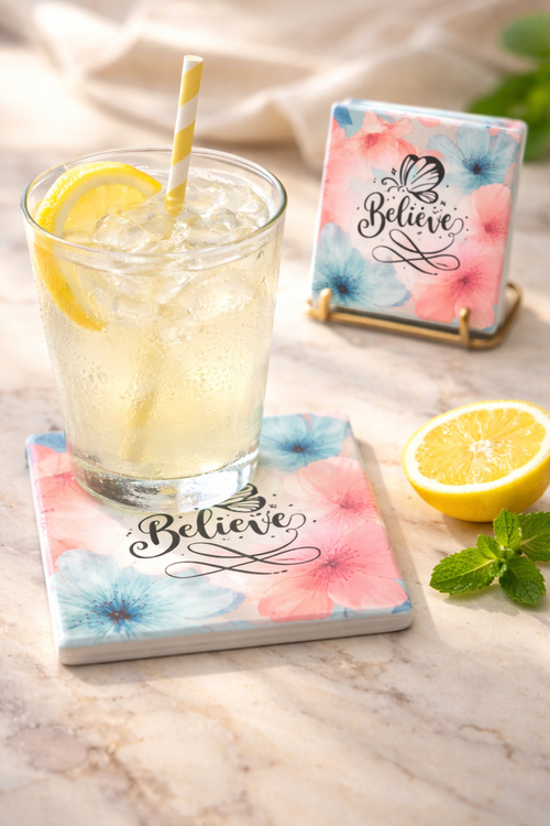 Believe Floral Coaster Set ✨🌸