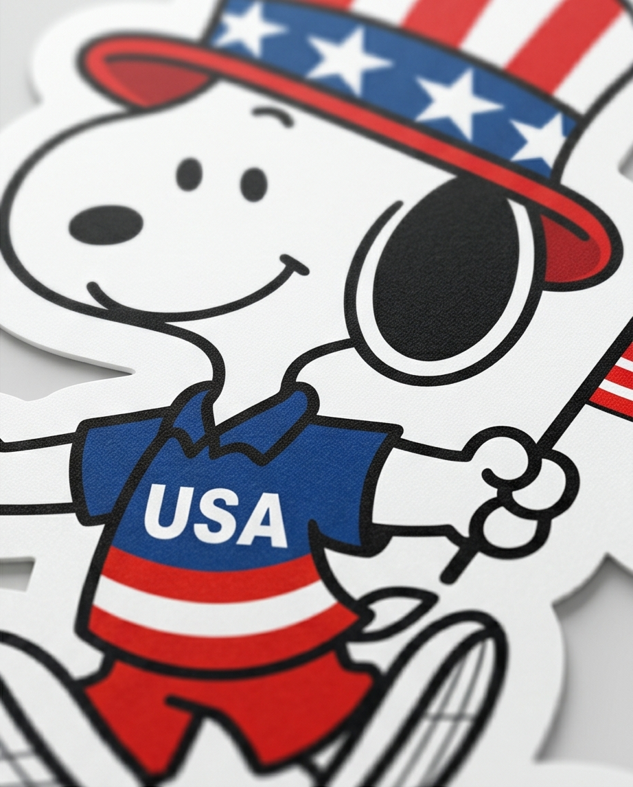 Patriotic Snoopy USA Sticker – Red, White & Blue American Pride Decal