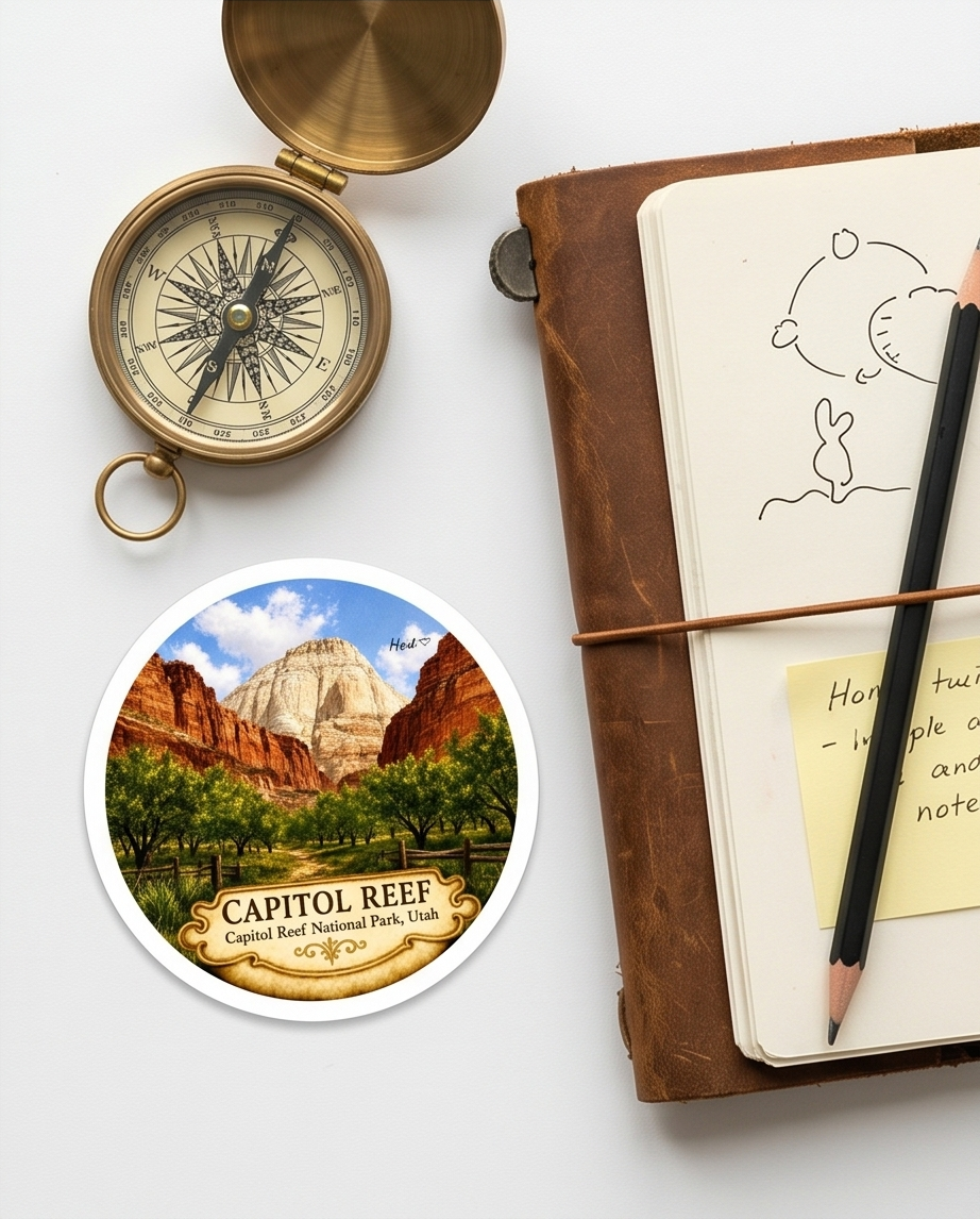 Capitol Reef National Park Utah Sticker – Scenic Desert Landscape Souvenir Decal