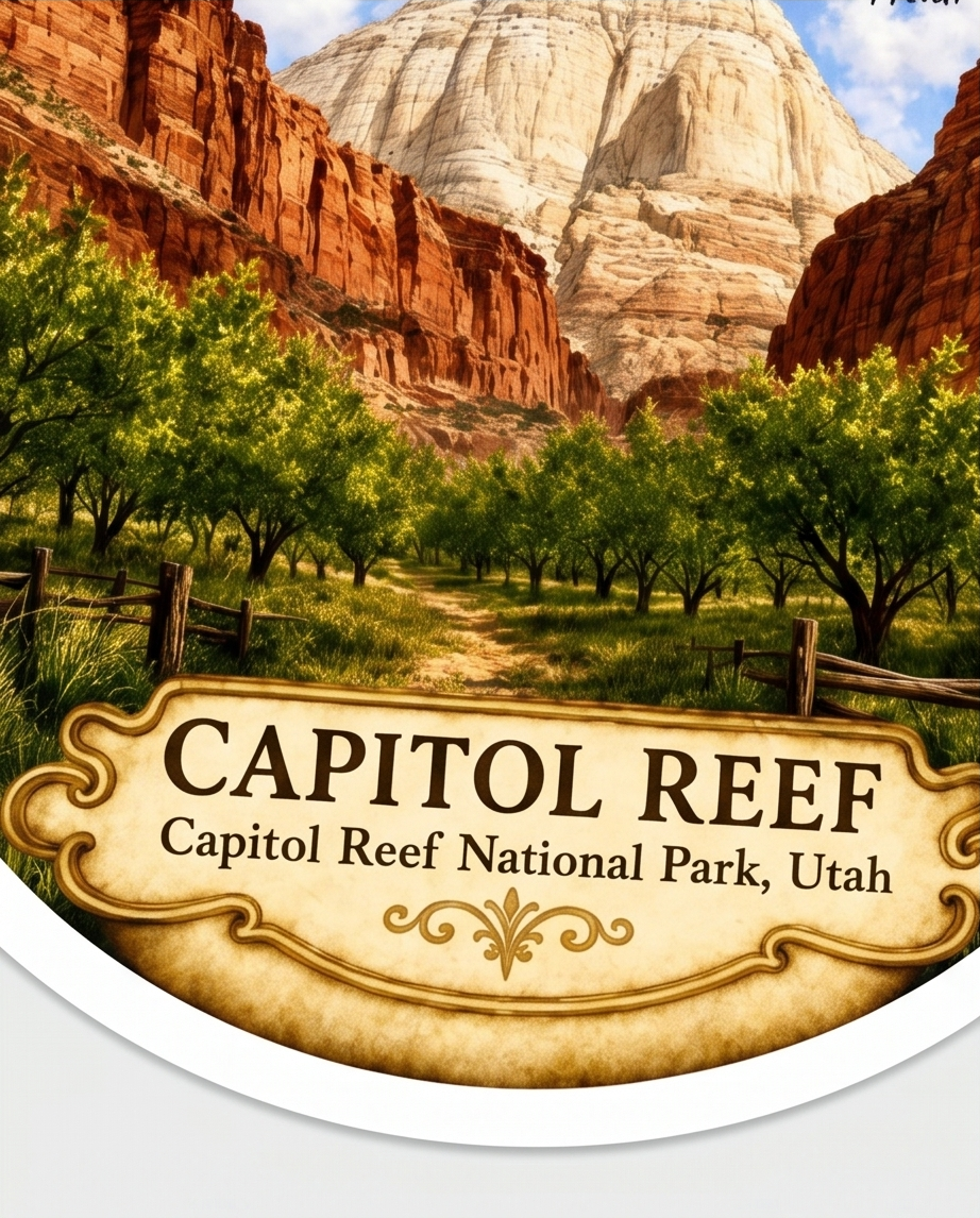Capitol Reef National Park Utah Sticker – Scenic Desert Landscape Souvenir Decal