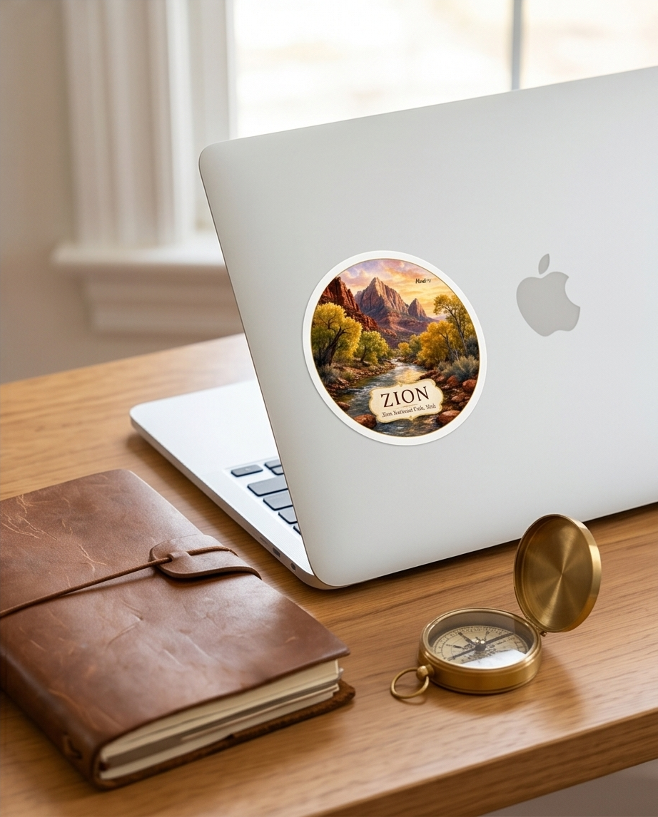Zion National Park Utah Sticker – Riverside Canyon Scenic Souvenir Decal