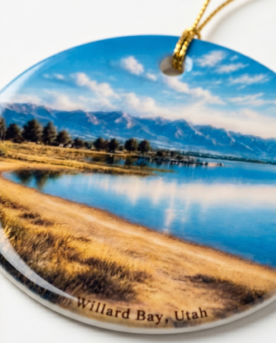 Willard Bay Utah Scenic Ceramic Ornament