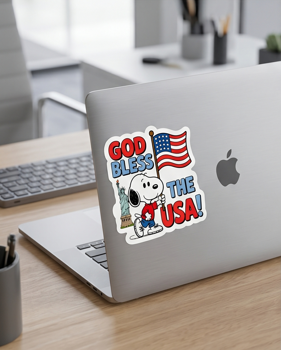 God Bless the USA Patriotic Sticker – American Flag & Freedom Celebration Decal