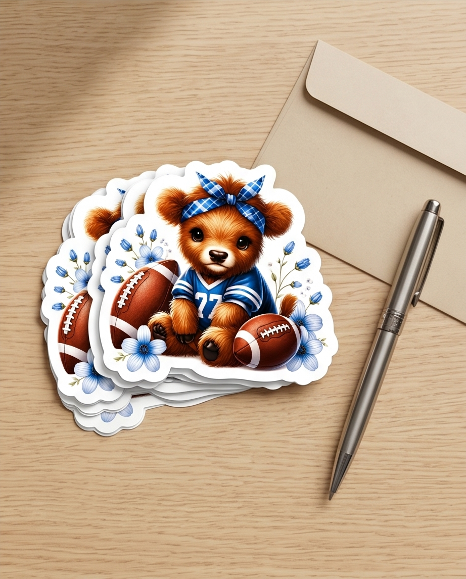 Football Bear Sticker – Cute Game Day Bear Decal for Football Fans