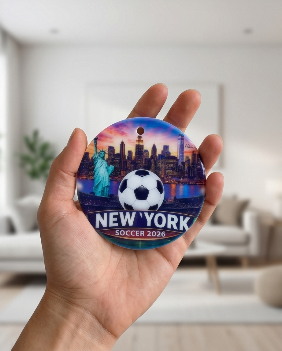 New York Soccer 2026 Ornament – Statue of Liberty Skyline Design