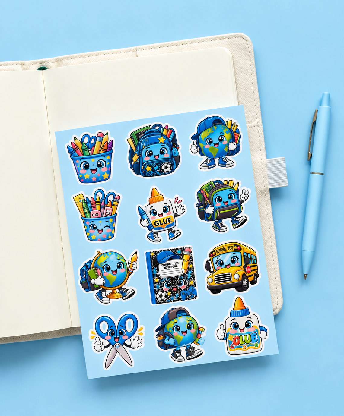 School Supply Smiles Sticker Sheet