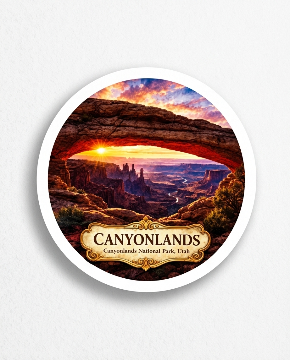 Canyonlands National Park Utah Sticker – Mesa Arch Sunset Scenic Souvenir Decal chi
