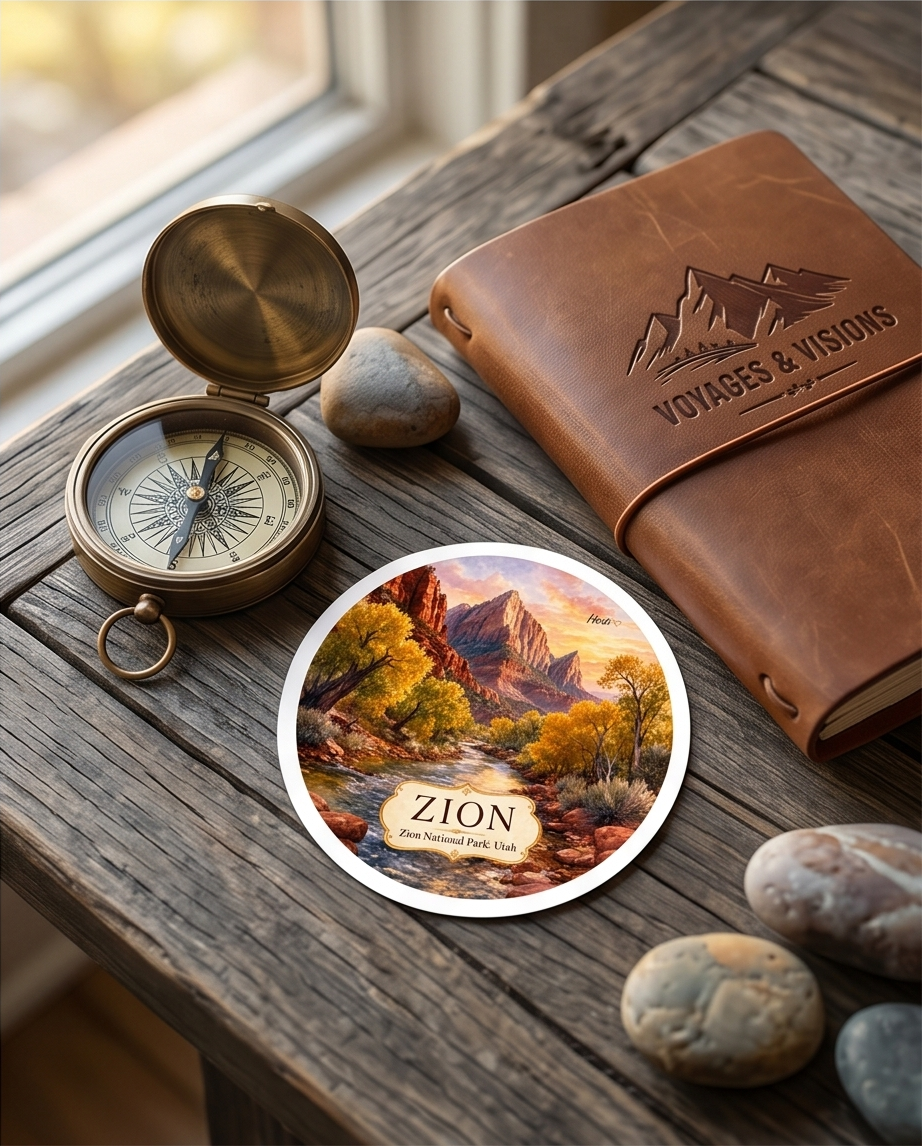 Zion National Park Utah Sticker – Scenic Canyon Landscape Souvenir Decal