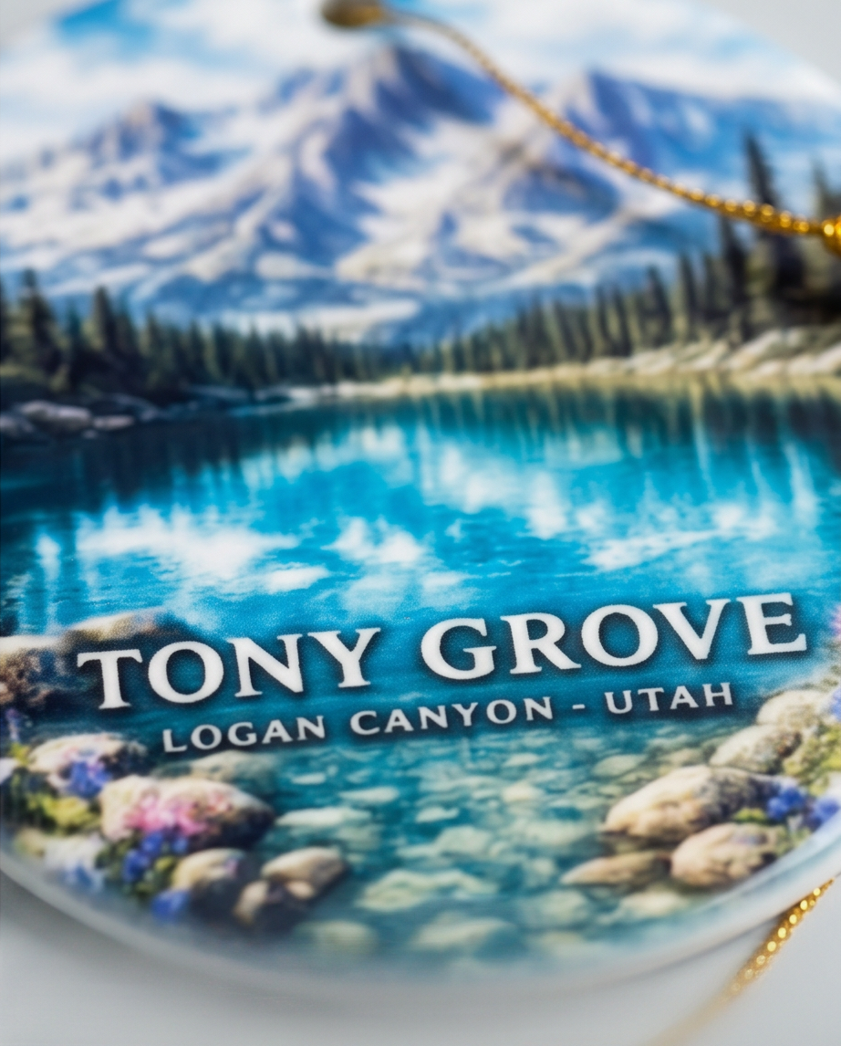 Tony Grove Utah Ornament – Scenic Logan Canyon Mountain Lake Design