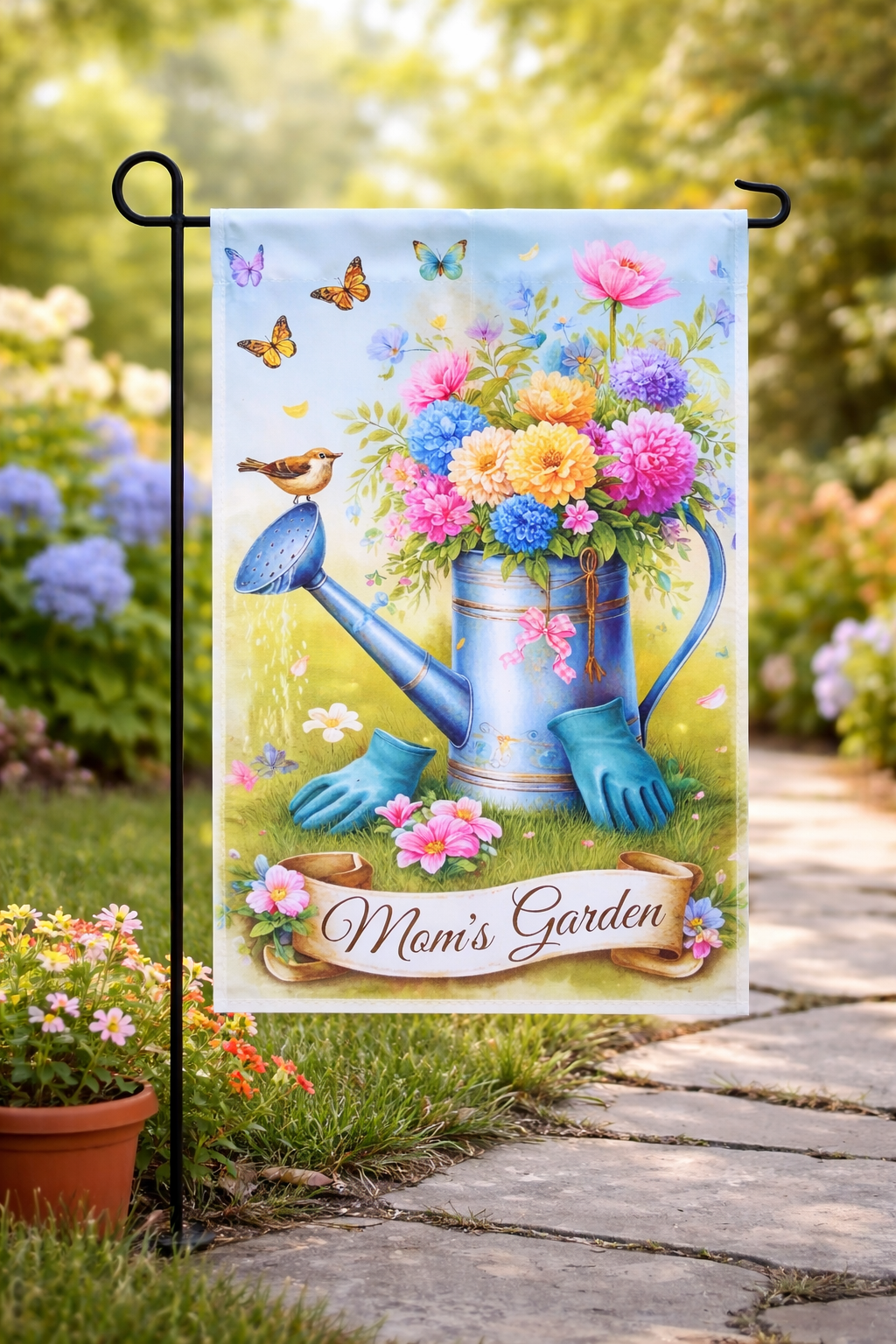 Mom’s Garden Watering Can Flag 💗🌼