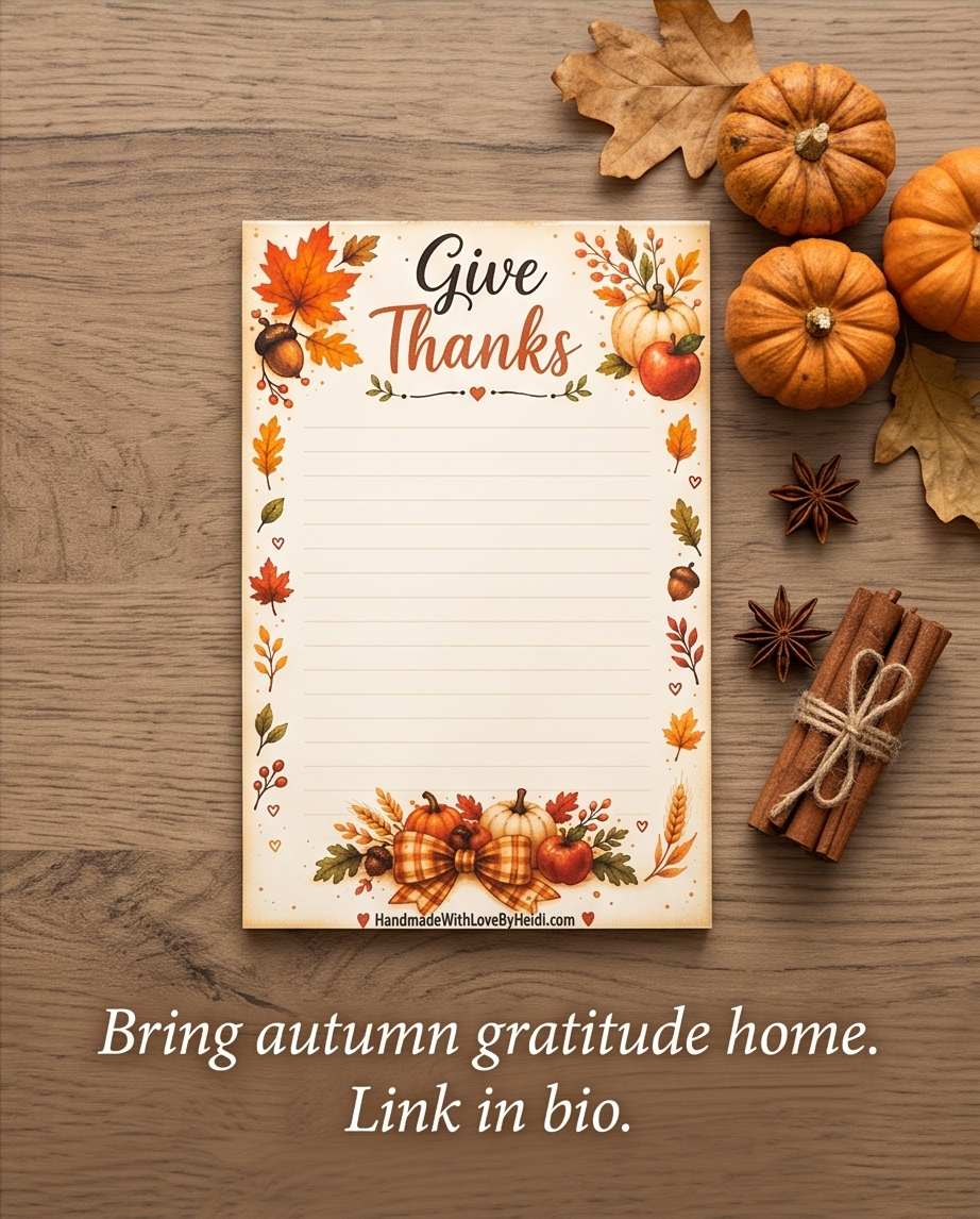 Give Thanks Notepad | Thanksgiving Note Pad | Gratitude Journal Paper | Fall Stationery | Autumn Memo Pad | Pumpkin Notes