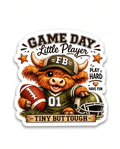 Game Day Little Player Highland Cow Sticker – Tiny But Tough Football Decal