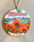 Mantua Utah Ornament – Mountain Lake & Poppy Field Design
