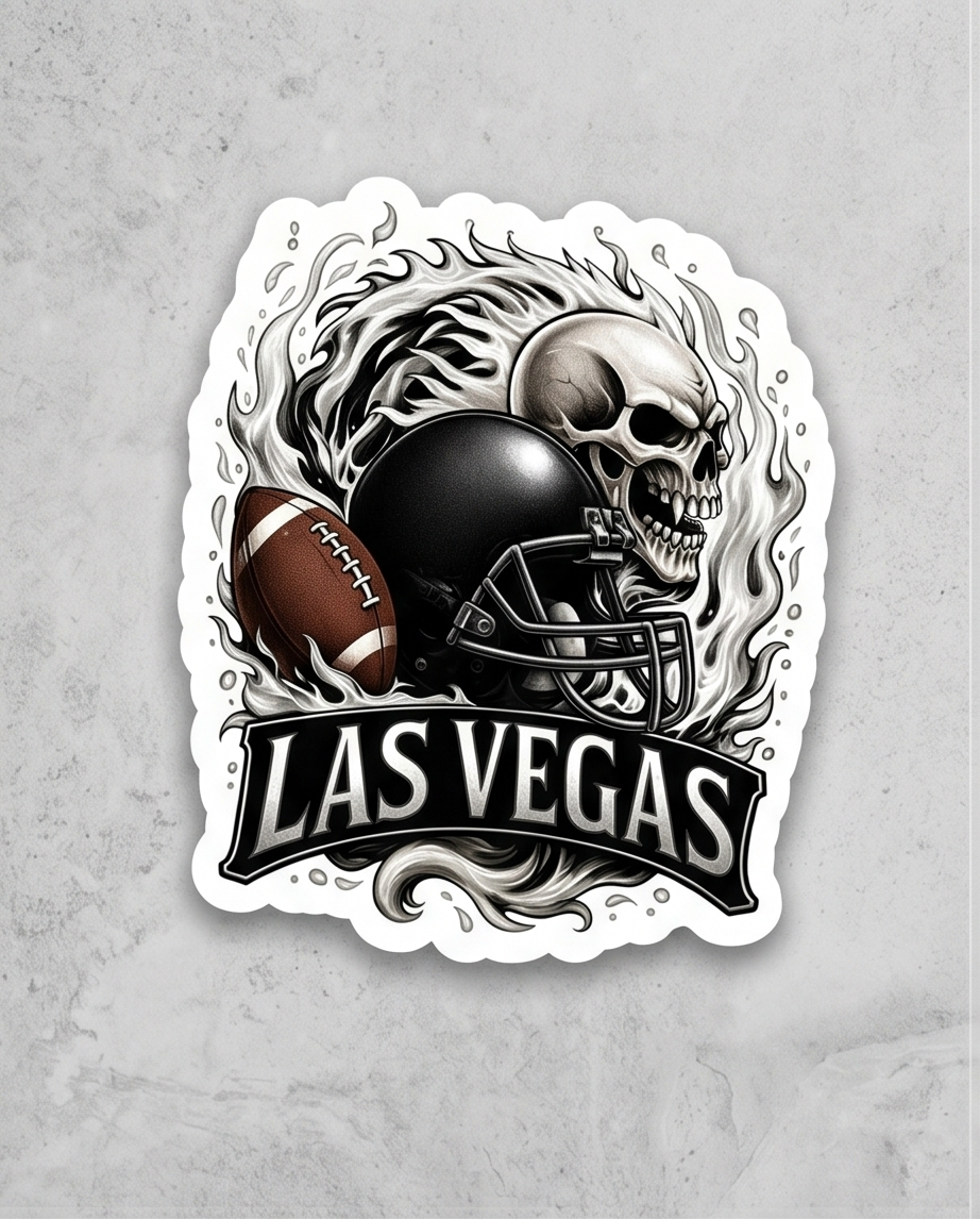 Las Vegas Football Fan Sticker – Skull & Helmet Sports Decal