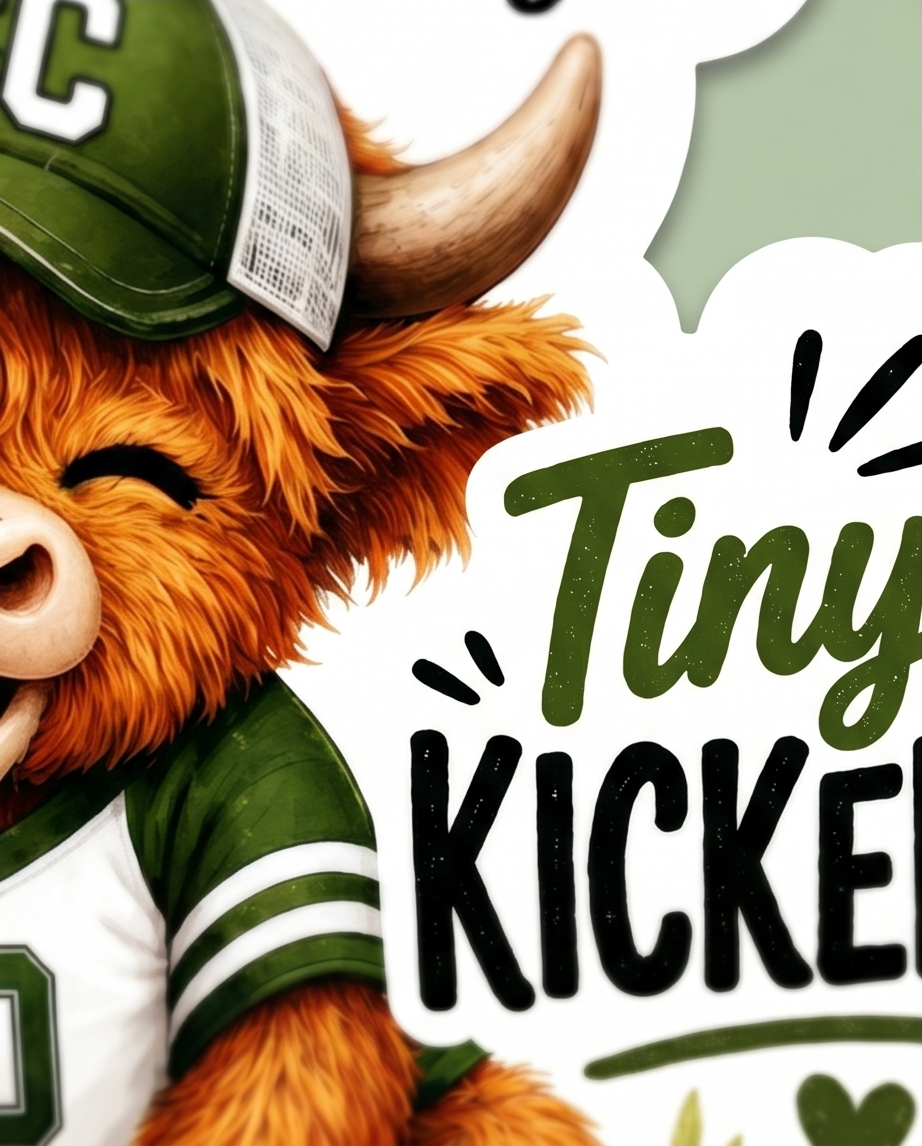 Soccer Days & Highland Ways Sticker – Tiny Kicker Highland Cow Soccer Decal