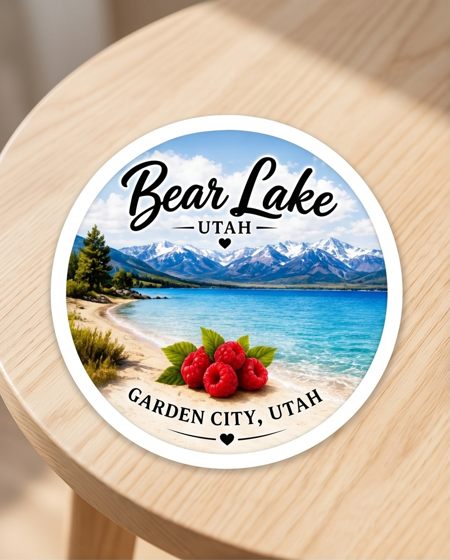 Bear Lake Utah Raspberry Beach Sticker – Garden City Utah Souvenir Decal