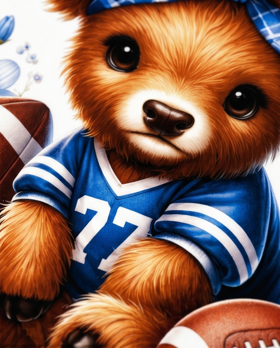 Football Bear Sticker – Cute Game Day Bear Decal for Football Fans