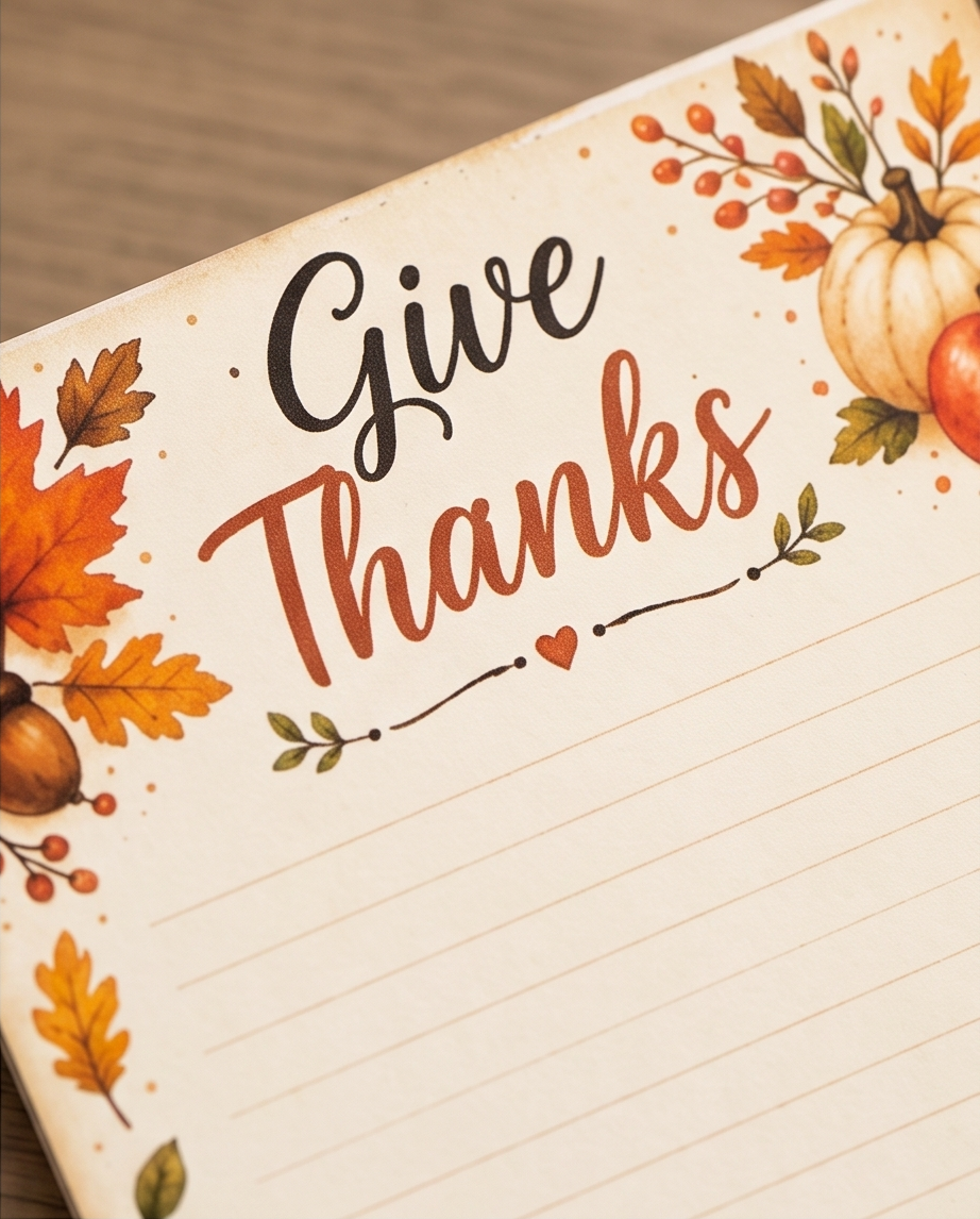 Give Thanks Notepad | Thanksgiving Note Pad | Gratitude Journal Paper | Fall Stationery | Autumn Memo Pad | Pumpkin Notes