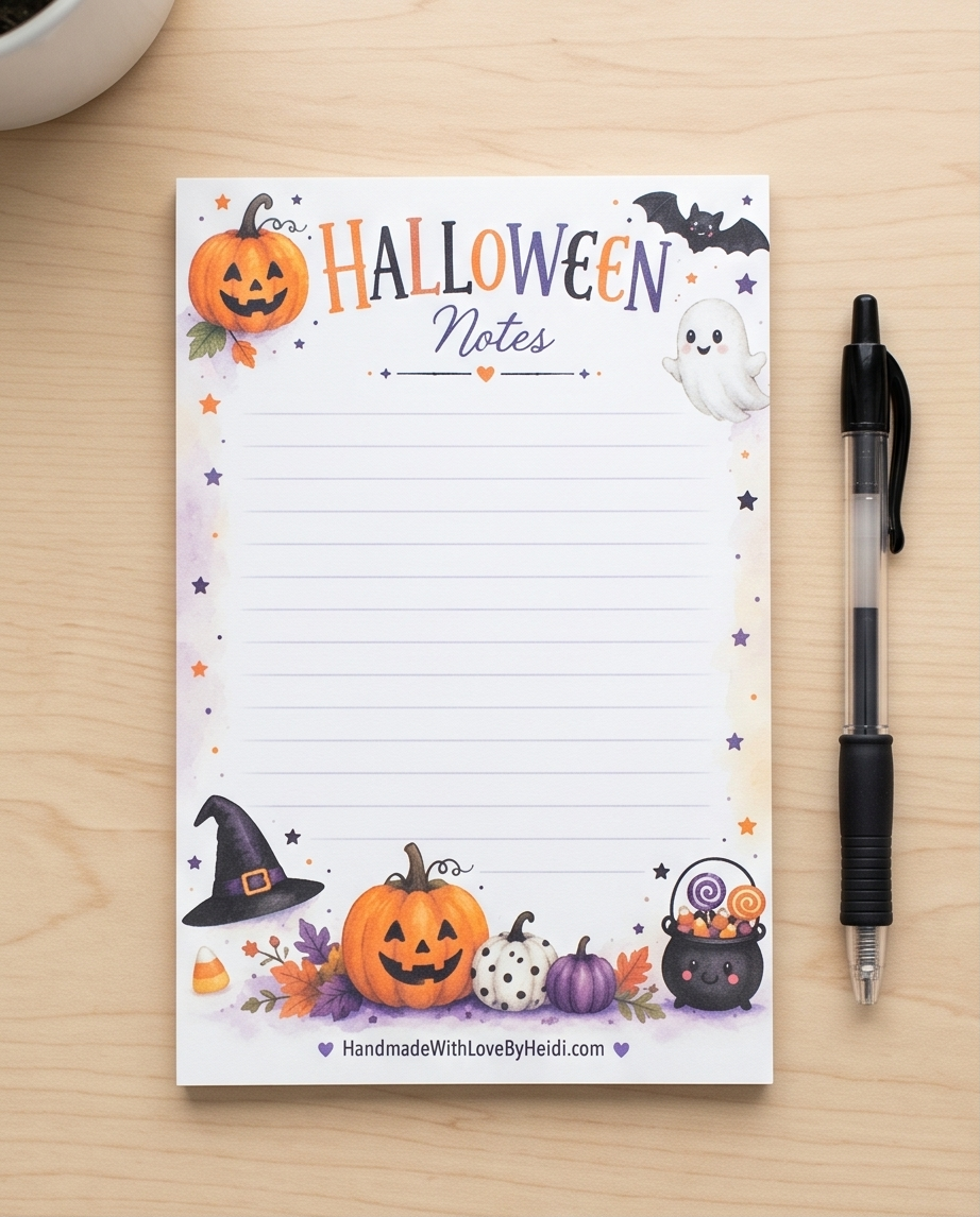 Halloween Notes Notepad | Cute Ghost Memo Pad | Pumpkin Stationery | Fall To Do List Pad | Halloween Desk Accessories | Spooky Gift