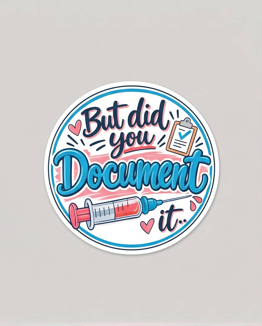 But Did You Document It Sticker | Funny Nurse Sticker | Medical Humor Sticker | Healthcare Worker Gift | Nursing Laptop & Tumbler Decal
