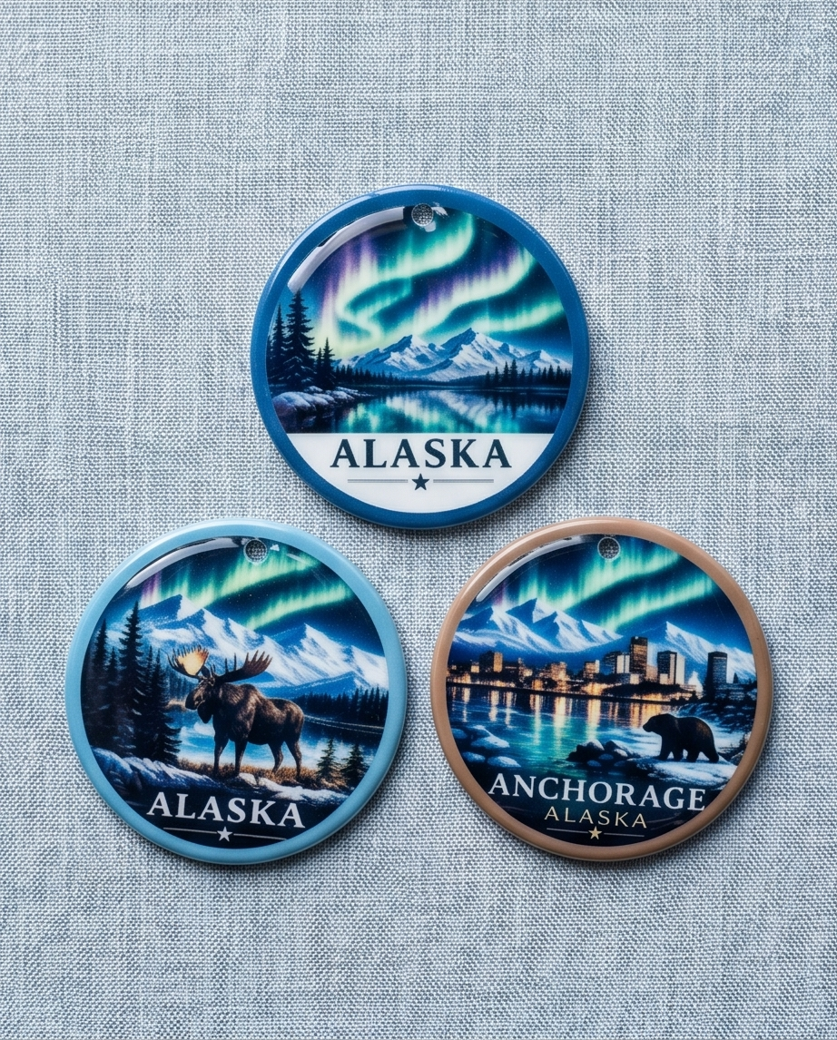 Alaska Mountain & Aurora Keepsake Ornament