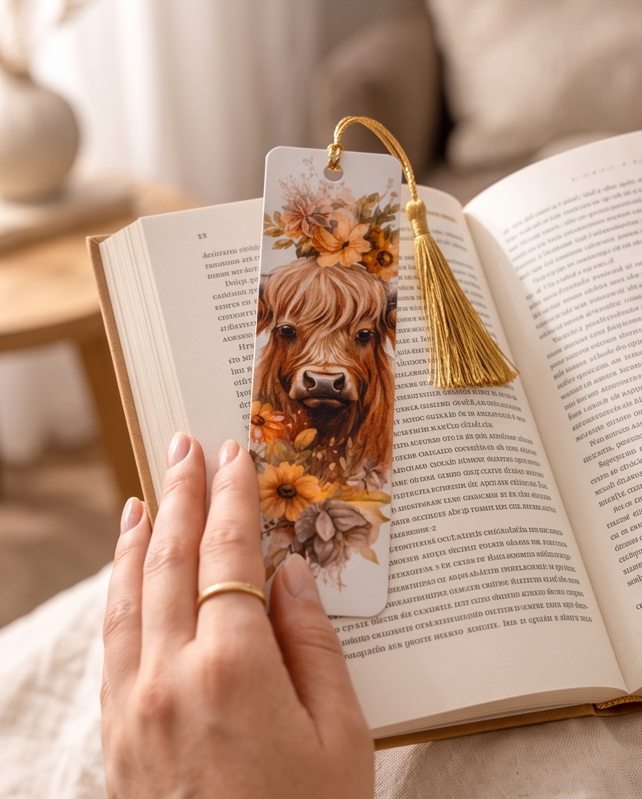 Highland Cow Autumn Bookmark 🐮🍂