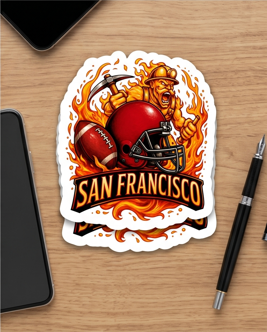 San Francisco Football Fan Sticker – Fiery Game Day Sports Decal