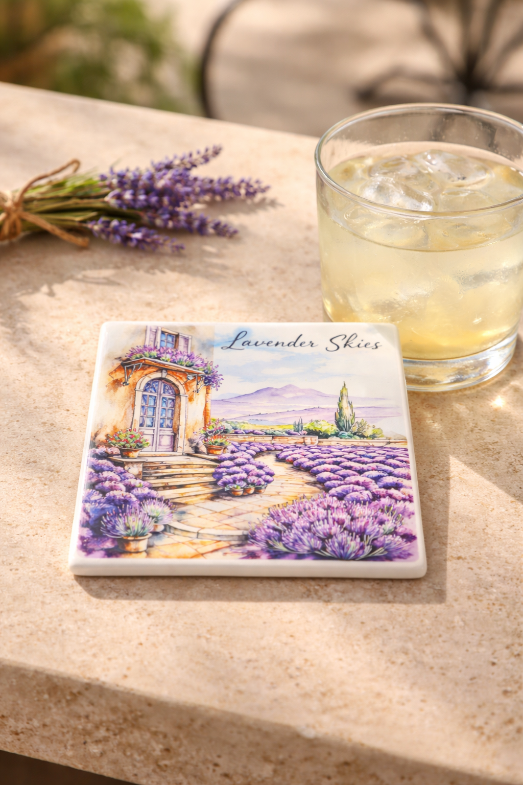 Lavender Skies Floral Art Tile ✨🏡