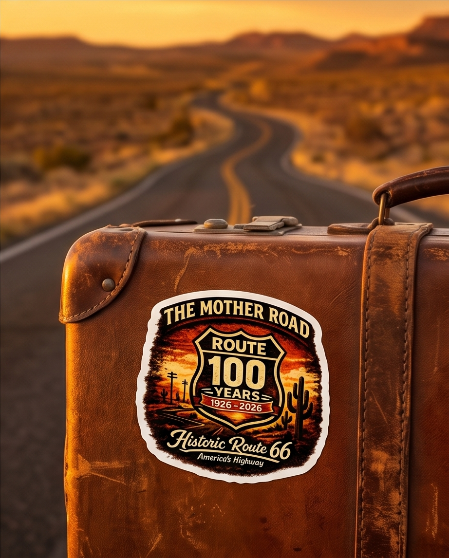 Route 66 Centennial Sticker – Historic Route 66 100 Years Anniversary Decal (1926–2026)