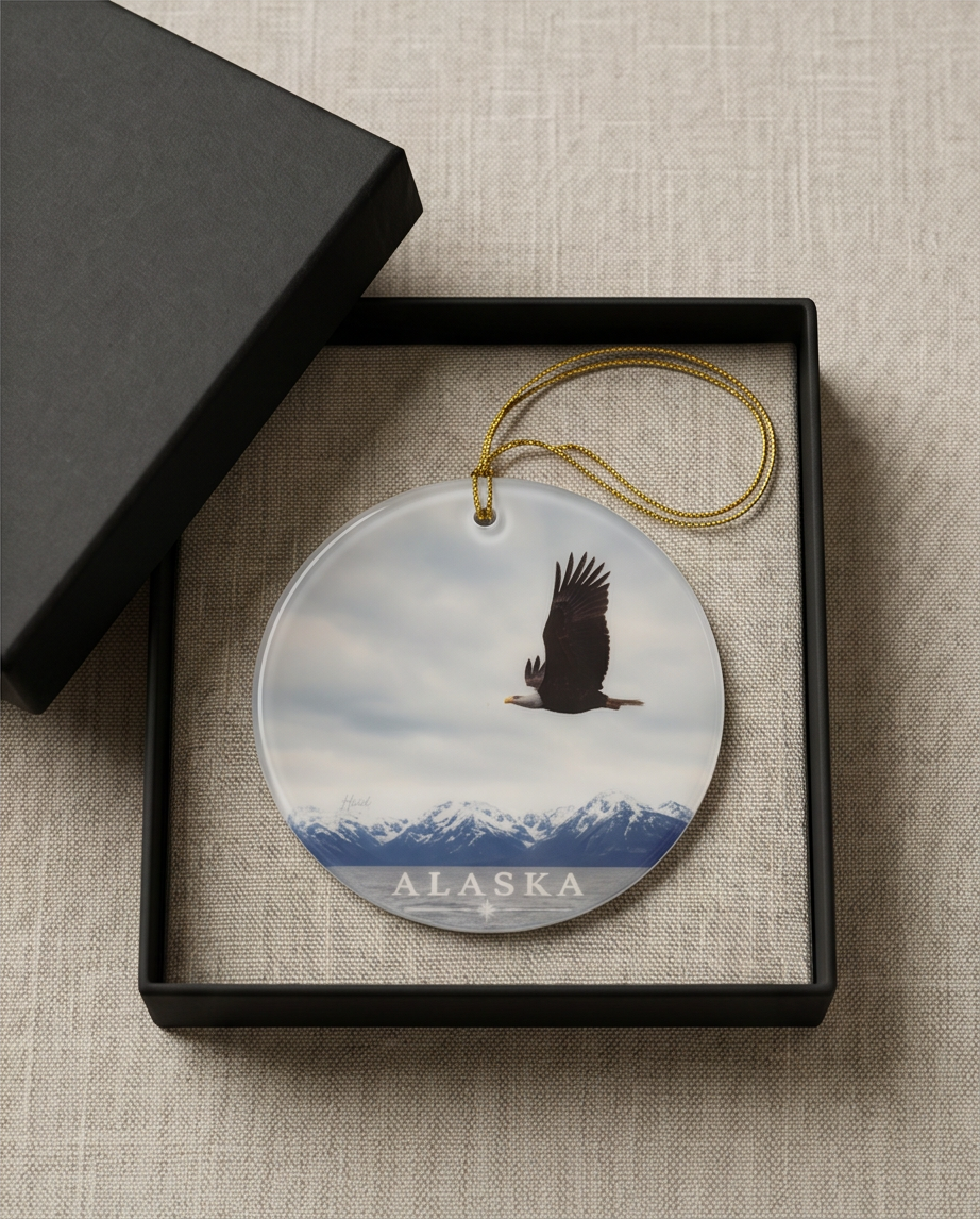Bald Eagle in Willow Branch Ceramic Ornament