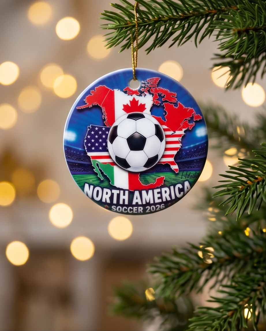 North America Soccer 2026 Ornament – Canada, USA & Mexico Design