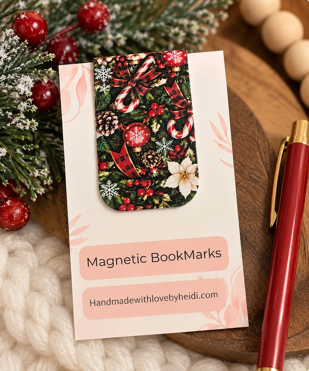 Candy Cane Christmas Magnetic Bookmark