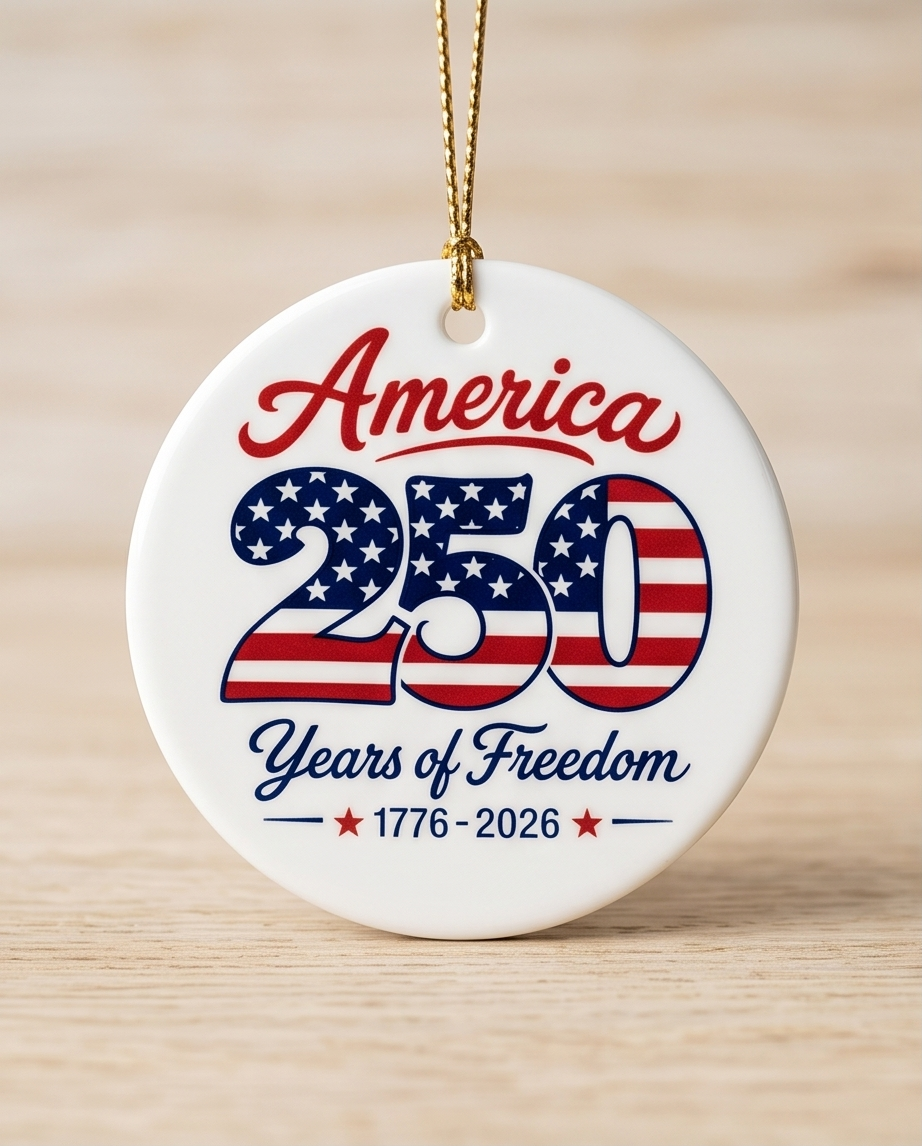 America 250 Years of Freedom Ceramic Ornament