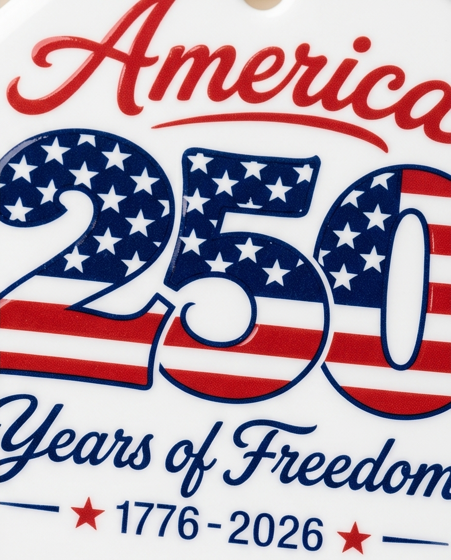 America 250 Years of Freedom Ceramic Ornament