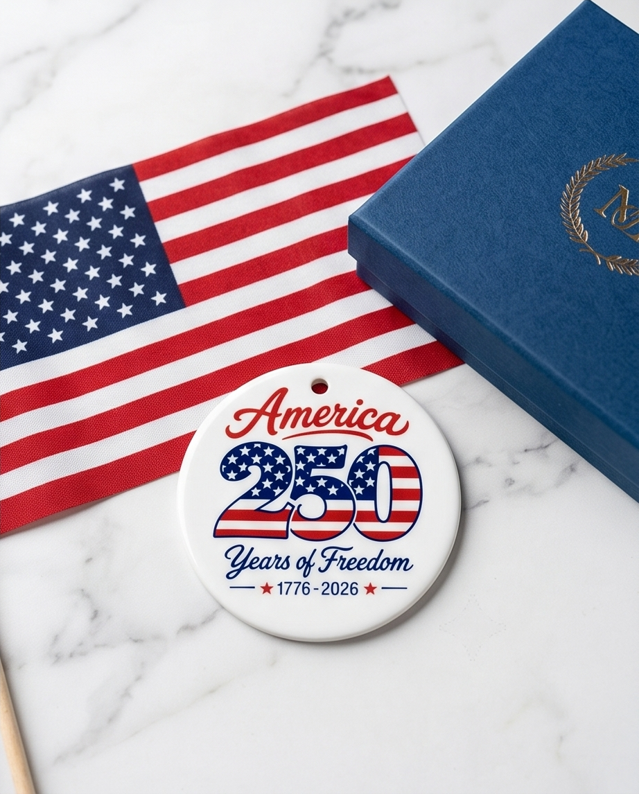 America 250 Years of Freedom Ceramic Ornament