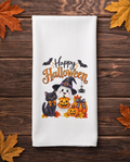 Happy Halloween Kitchen Towel – Cute Ghost, Black Cat & Pumpkin Fall Décor