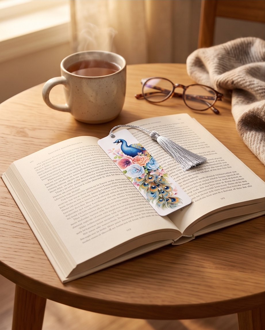 Royal Peacock Garden Bookmark ✨🌺📚
