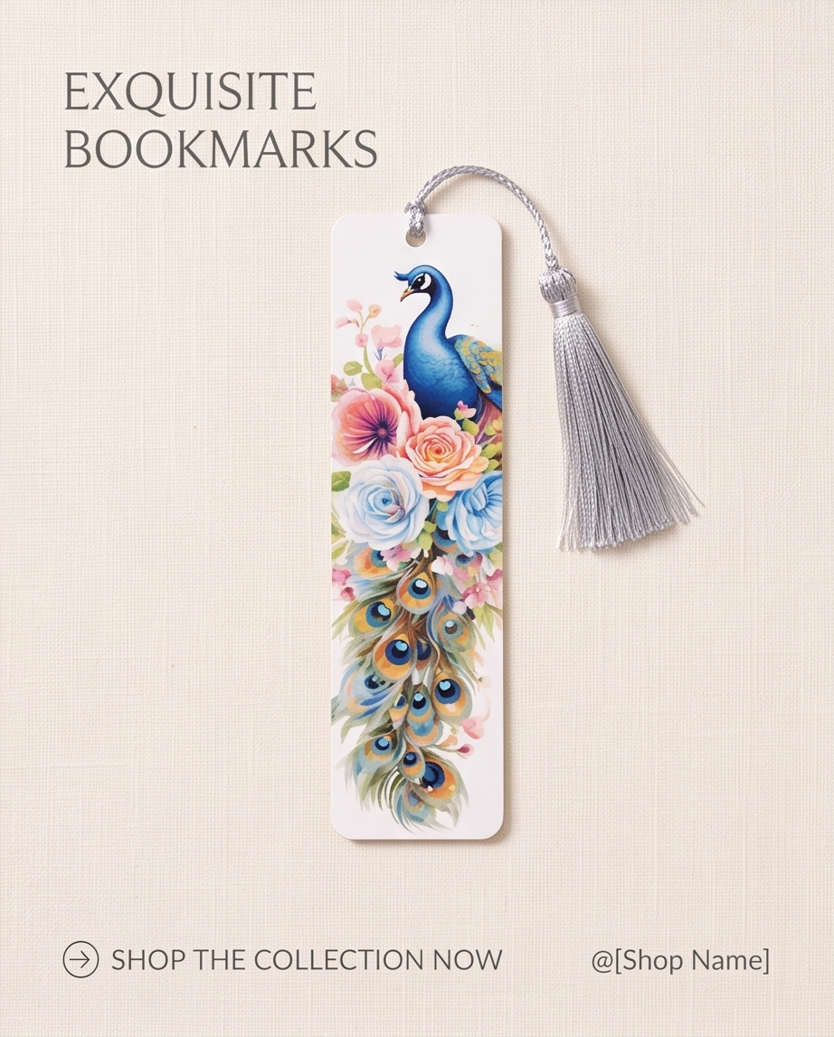 Royal Peacock Garden Bookmark ✨🌺📚