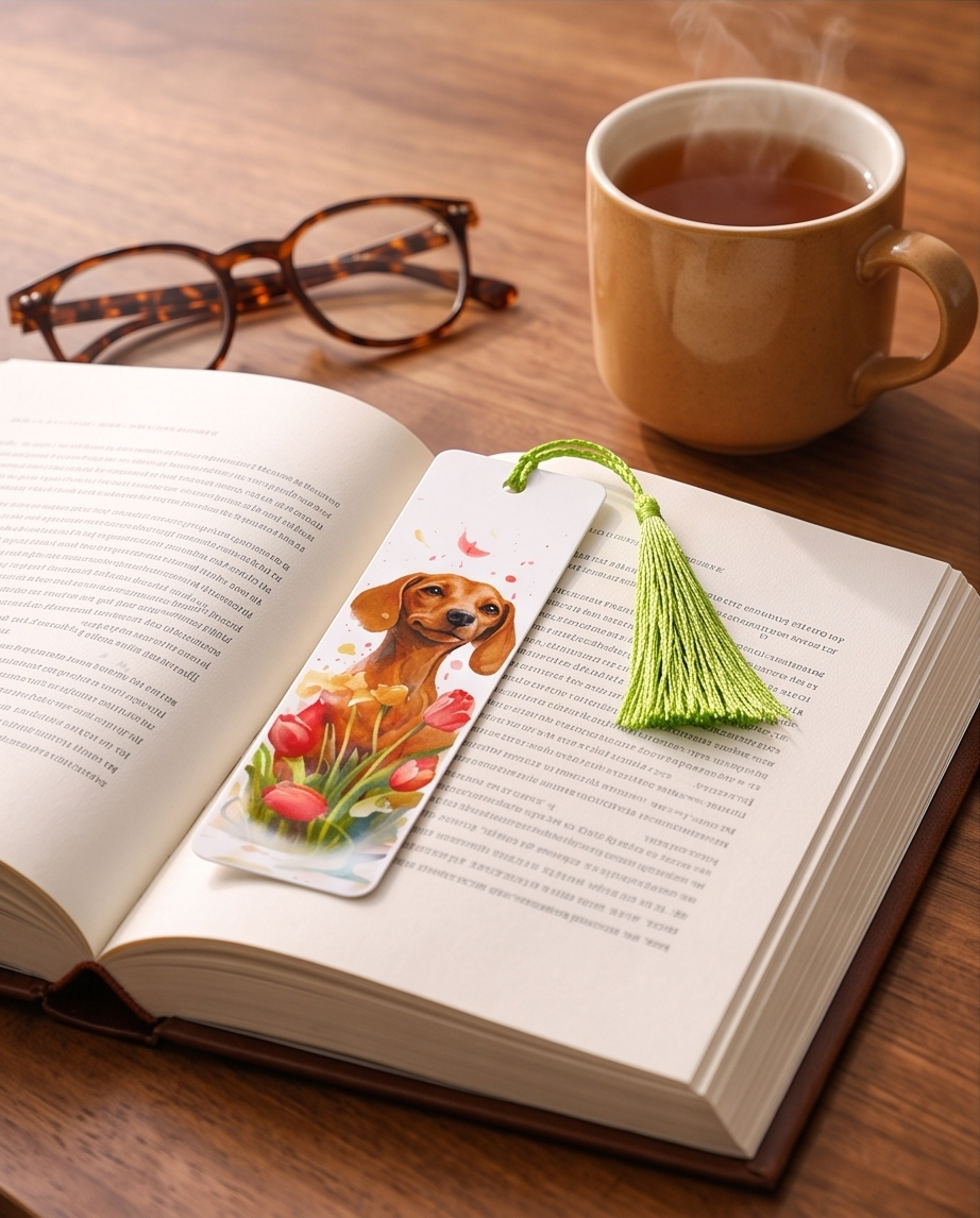 Tulip Trails Dachshund Bookmark ✨🐾📚