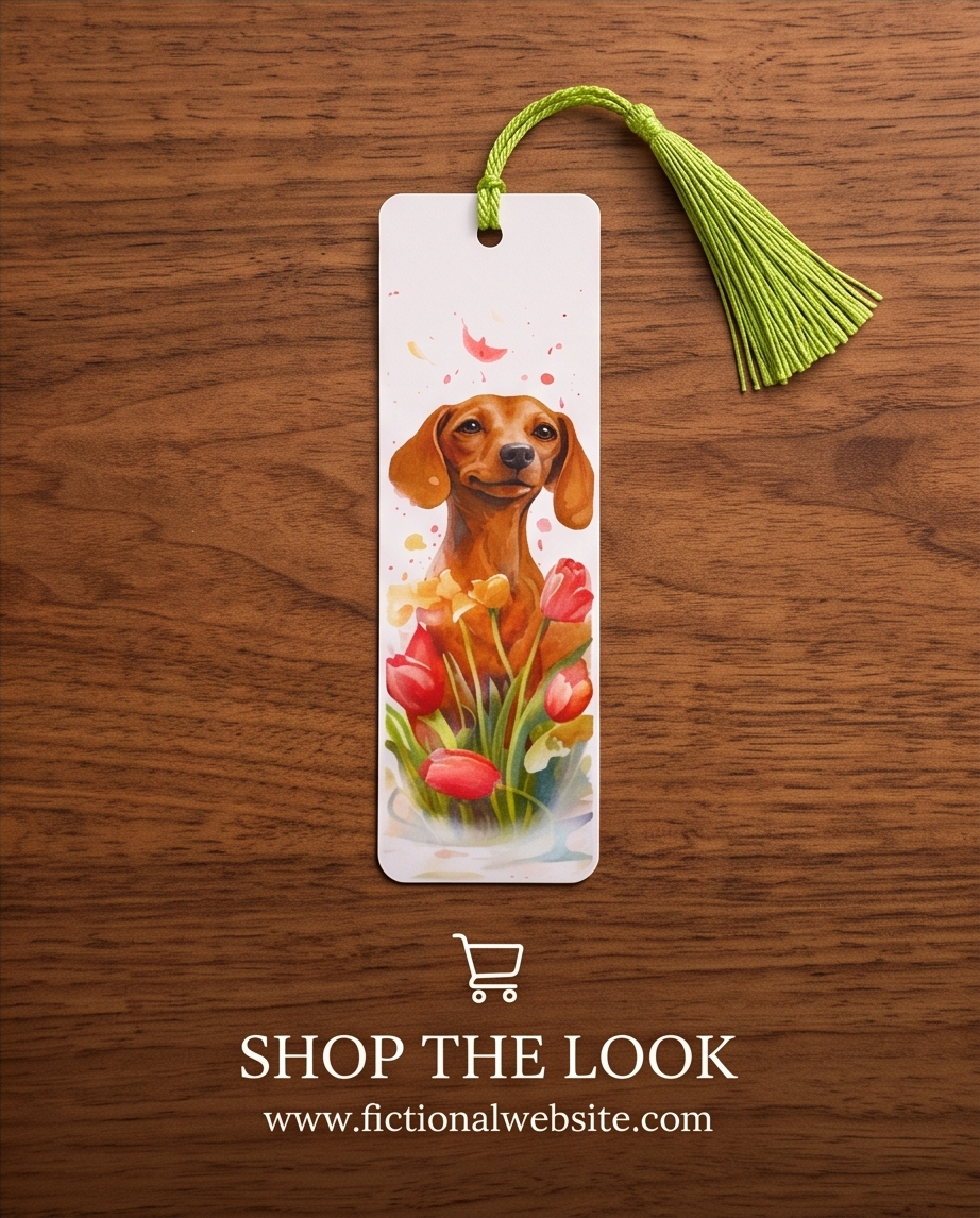 Tulip Trails Dachshund Bookmark ✨🐾📚
